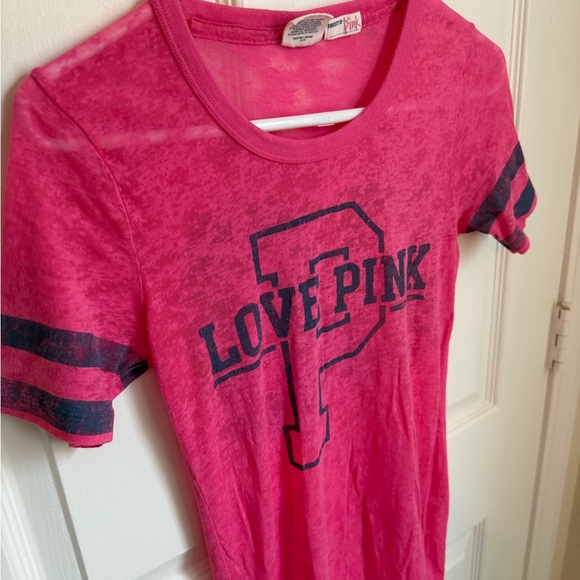PINK Victoria's Secret Tee - Hot Pink with Navy Accents - Picture 2 of 5